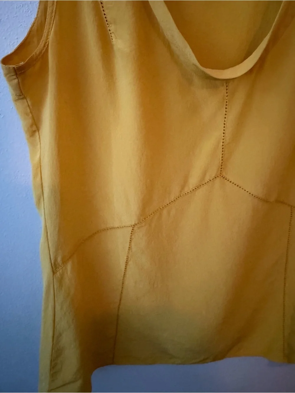 Tory Burch Bright Yellow Sleeveless Scoop Neck Silk Tank